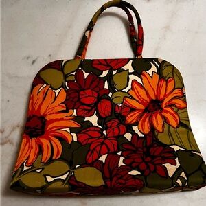 Margaret Smith Vintage Handbag Spring/Fall Floral Print Orange Green EUC